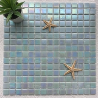 20x20mm Square Iridescent Hot Melt Glass GEOJ2903-Swimming pool glass mosaic tile, pool tile supplier, iridescent pool tile