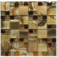 Mixed Size Square Metal Mix Laminated Glass GZOJ9905-glass mosaic,golden mosaic tiles,spa tiles,mosaic price