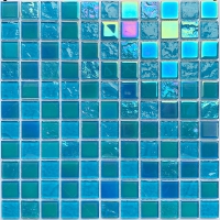 25x25mm Square Crystal Glass Iridescent Blue GIOL1607-swimming pool mosaic,glass tiles for swimming pool,mosaic tiles for swimming pool price