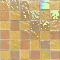 48x48mm Square Crystal Glass Iridescent Tangerine GKOL1502-glass pool tile,glass mosaic tiles for swimming pool,pool tile for sale