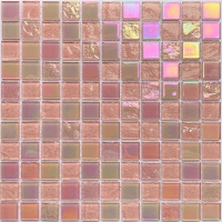 1x1 Crystal Glass Iridescent Grapefruit Pink GIOL1401-1x1 Crystal Glass Iridescent Grapefruit Pink GIOL1401