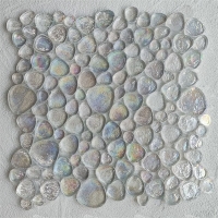 Pebble Glass Iridescent White GZOF1901-pool tile mosaics,pebble pool tile,swimming pool glass tiles