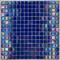 20*20mm Square Iridescent Dark Blue Glass GEOJ2904-pool glass tile mosaic,blue iridescent pool tile,pool tile idea