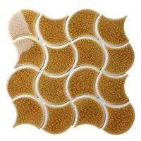 Fish Scale Wave Pattern Brown BCZ937-B-fish scale mosaic tiles，fan mosaic tile，ceramic mosaic tile suppliers