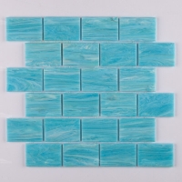 48x73mm Running Bond Matte Silicon Joint Hot Melt Glass Lake Blue GZOJ2608-glass pool tiles, mosaic tile for pool, pool tile subway