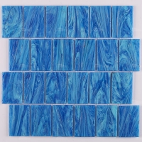 48x73mm Running Bond Matte Silicon Joint Hot Melt Glass Blue GZOJ2605-glass pool tiles, tile mosaic pool, subway tile pool waterline
