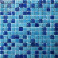 20x20mm Square Iridescent Hot Melt Glass Mixed Blue GEOJ2608-glass pool tiles, blue swimming pool tile, mosaic in pool