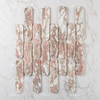 Oval Polished Natural Stone Marble Rose Norwegian Pink ZOJ5403-marble mosiac tiles, natural stone mosaic tile, marble tile suppliers