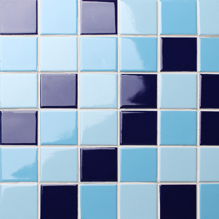 48x48mm Square Glazed Porcelain Mixed Blue BCK007,Mosaic tile, Ceramic mosaic, Swimming pool tile mosaic, 2\'\' mosaic tile for pool 