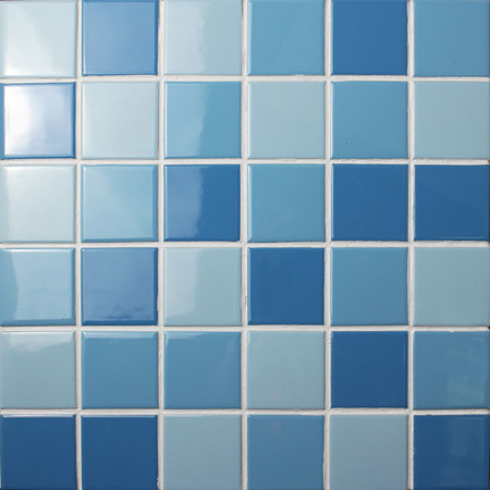 48x48mm Square Glazed Porcelain Mixed Blue BCK002,Mosaic tile, Blue ceramic mosaic for pool, Glossy ceramic mosaic tile