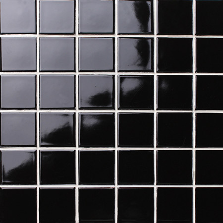 Clássico preto brilhante BCK102,Azulejo de mosaico, Mosaico cerâmico, Telha preta para parede, Backsplash de mosaico preto