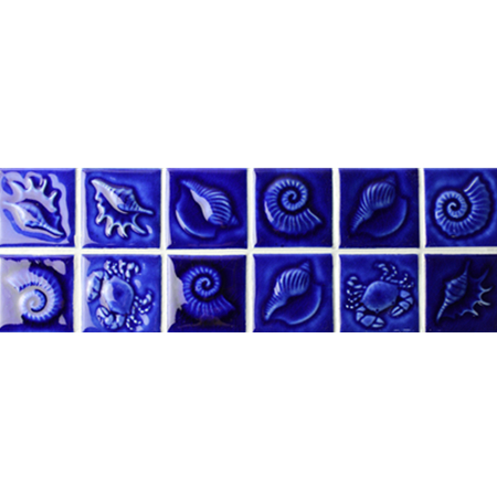Dark Blue Seashell Design BCKB602,Border tile, Ceramic border tile, Waterline tile for pool updated 