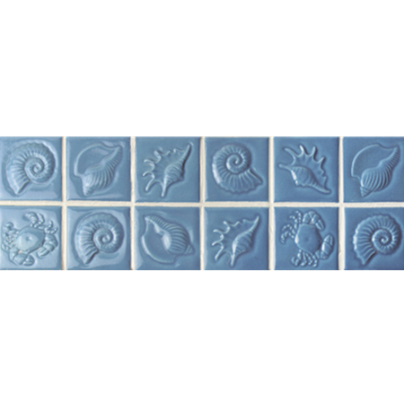 Patrón Azul Seashell BCKB702,Azulejo de borde, Azulejo de cerámica, Azulejo de borde decorativo, Azulejo de borde para pared de cocina