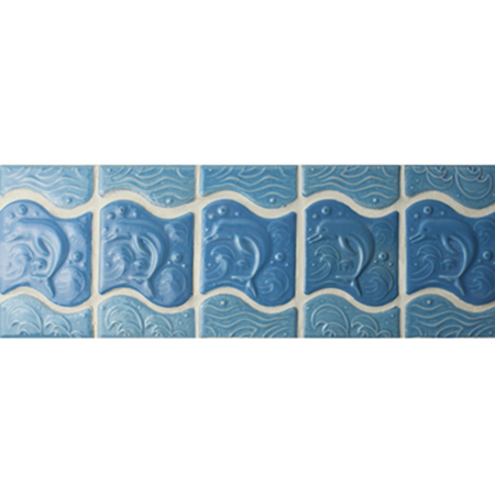 Modelo azul del delfín BCZB001,Azulejo de borde, Azulejo de cerámica de la frontera, Waterline venta al por mayor, Azulejo de la línea de flotación de porcelana