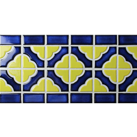 Frontera Azul Amarillo Mix BCZB009,Baldosa de mosaico, Frontera de mosaico de cerámica, Bordes de azulejo para backsplashes