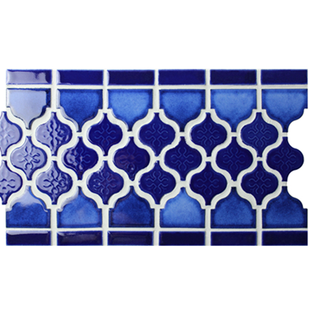 Diseño azul de la linterna de la frontera BCZB010,Azulejo de mosaico, Frontera de mosaico de cerámica, Borde de azulejos en la ducha