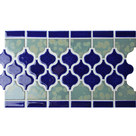 边界蓝色蔓藤花纹BCZB011,马赛克瓷砖，陶瓷马赛克边框，在地板上的瓷砖边框