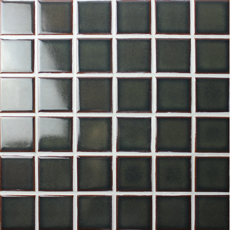 48x48mm Square Glossy Crystal Glazed Porcelain Black BCJ301,Mosaic tile, Ceramic mosaic, Black tile for kitchen backsplash, Cheap pool mosaic tile