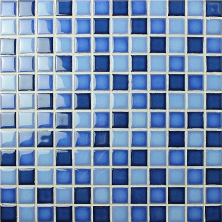 23x23mm Square Glossy Crystal Glazed Porcelain Mixed Blue BCH003,Mosaic tile, Ceramic mosaic, Pool mosaic tiles from China