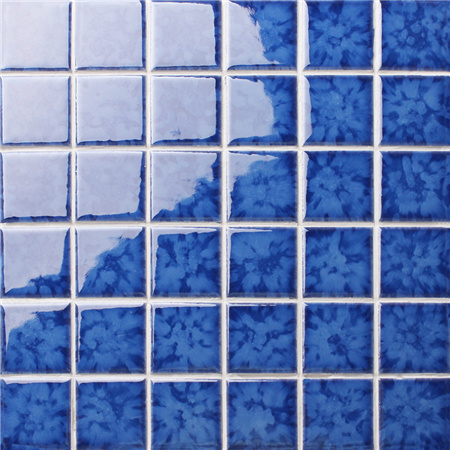 48x48mm Blossom Surface Square Glossy Porcelain Dark Blue BCK642,Pool tiles, Ceramic mosaic, Blue pool mosaic tiles
