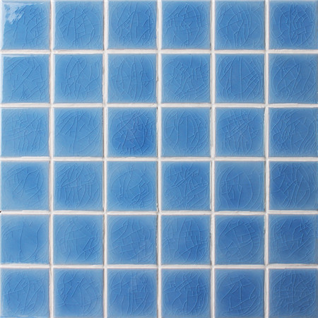 48x48mm Ice Crackle Surface Square Glossy Porcelain Blue BCK643,Pool tiles, Ceramic mosaic tile, Crackle swimming pool mosaic tiles
