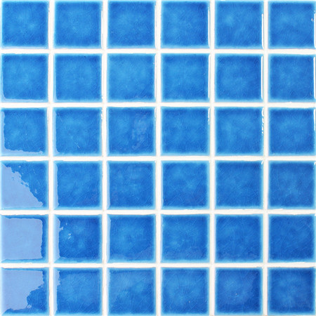 48x48mm Ice Crackle Surface Square Glossy Porcelain Blue BCK663,Pool tile, Pool mosaic, Ceramic mosaic tile, Blue ceramic pool tile