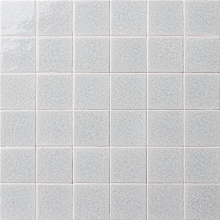 48x48mm Heavy Ice Crackle Surface Square Glossy Porcelain White BCK204,Mosaic tiles, Ceramic mosaic, White Pool Tile, White ceramic pool tiles, 