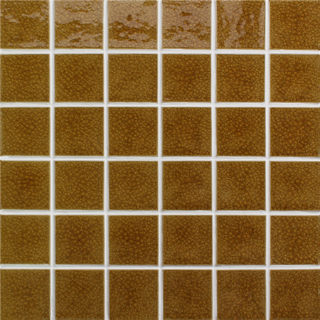 48x48mm Heavy Ice Crackle Surface Square Glossy Porcelain Brown BCK901,Pool tile, Pool mosaic, Ceramic mosaic, Crackle Ceramic mosaic 