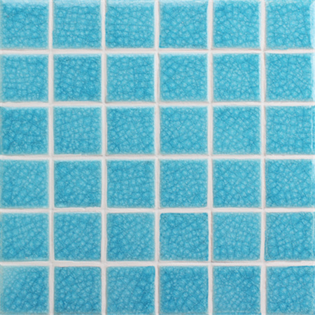 48x48mm Ice Crackle Surface Square Glossy Porcelain Light Blue BCK647,Pool tiles, Ceramic mosaic pieces, Crackle ceramic mosaic supplies 