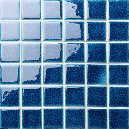 48x48mm Heavy Ice Crackle Surface Square Glossy Porcelain Blue BCK650,Mosaic tile, Ceramic mosaic, Pool mosaic for sale, Blue swimming pool tiles