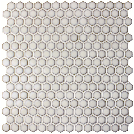 Hexágono branco vitrificado BCZ604,Azulejo de mosaico, Mosaico de cerâmica branca, Banheiro de azulejo de mosaico branco, Azulejos de mosaico branco