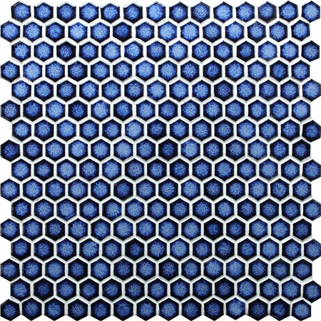 六角形深蓝色BCZ607,马赛克瓷砖，游泳池瓷砖，蓝色六角形泳池瓷砖