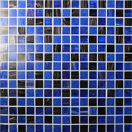 Linha de ouro azul escuro de luxo BGE006,Mosaico de vidro, Telha de mosaico de vidro, Telha de mosaico de vidro 20mm