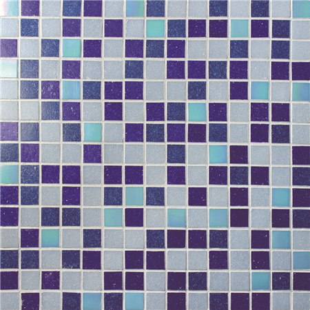 20x20mm Square Hot Melt Glass Iridescent Blue Mix BGE012,Pool tiles, Glass mosaic, Glass mosaic on shower floor