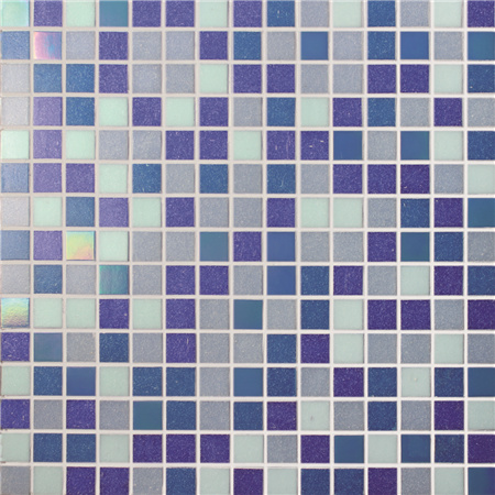 20x20mm Square Hot Melt Glass Iridescent Blue Mixed BGE014,Pool tile, Pool mosaic, Glass mosaic, Hot melt glass mosaic 