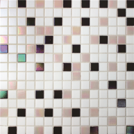 20x20mm Square Hot Melt Glass Iridescent Mixed Color BGE016,Pool tile, Pool mosaic, Glass mosaic, High quality glass mosaic