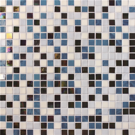 Iridescent Square Blue Mix BGC024,Pool tile, Swimming pool mosaic, Glass mosaic, Glass mosaic tile pool