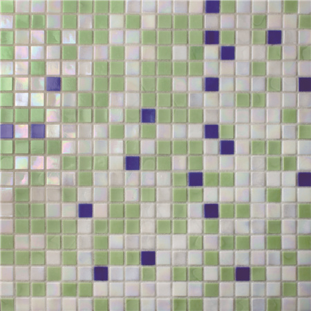 Mezcla Azul Verde Cuadrado BGC030,Baldosa de piscina, Mosaico de piscina, Mosaico de vidrio, Mosaico de vidrio