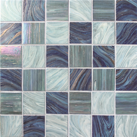 2 Inch Square Hot Melt Glass Iridescent BGK002,Pool tile, Pool mosaic, Glass mosaic, Glass mosaic shower tile