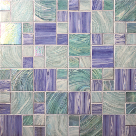 1 Inch Mixed 2 Inch Square Hot Melt Glass Iridescent BGZ001,Pool tile, Pool mosaics, Glass mosaic, Hot melt glass mosaic tile