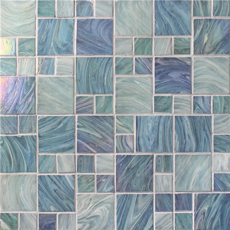Iridescent Square Mix BGZ003, Pool tile, Pool mosaic, Glass mosaic