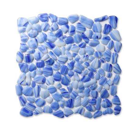Free Stone Pebble Shape Hot Melt Glass Blue BGZ602,Glass Mosaic, Irregular Mosaic Tiles, Irregular Mosaic Wall Tiles 