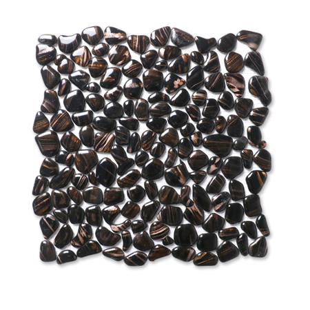 Free Stone Pebble Shape Hot Melt Glass Brown BGZ901,Glass Mosaic, Mosaic Backsplash Tiles, Pebble Mosaic Floor Tiles 