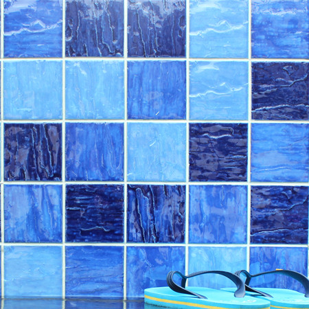 95x95mm Ripple Surface Square Porcelain Mixed Blue BCP003,Mosaic Tile, Ceramic Mosaic, Blue pool tiles, Wave Porcelain Pool Mosaic Tiles