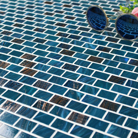 Luxury Blue Blend Gold Line BGZ020,Mosaic tile, Glass mosaic, Glass mosaic pool, Glass mosaic tile manufacturer