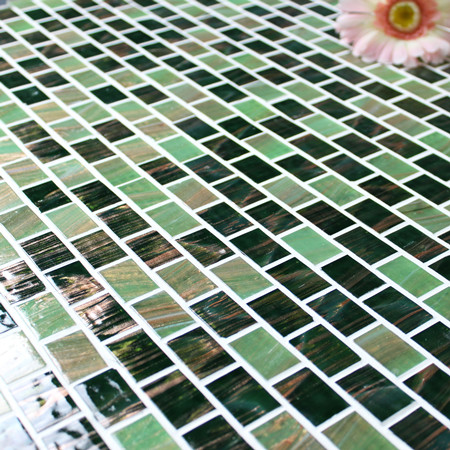 Línea de oro verde de lujo BGZ018,Mosaico de mosaico, Mosaico de vidrio, Mosaico de vidrio verde, Mosaico de mosaico caliente de China