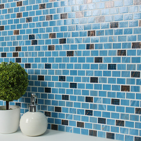 Luxury Blue Blend Gold Line BGZ010,Mosaic tile, Glass mosaic, Melting glass mosaic tile, Glass subway tiles