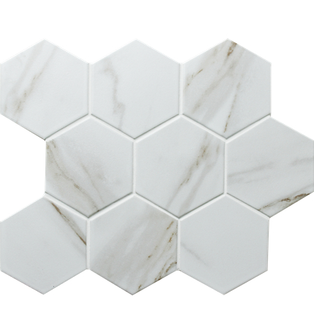 Hexagon Tile Marble Pattern Inkjet Ceramic BCZ909,Ceramic mosaic, Ceramic mosaic tiles for pool, Ceramic tile mosaic kitchen backsplash 