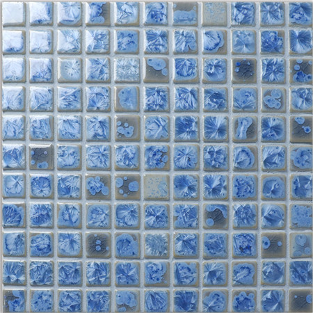 25x25mm Blossom Surface Square Glossy Porcelain Blue BCI908,Ceramic mosaic, Ceramic mosaic tile, Blue ceramic pool tile 