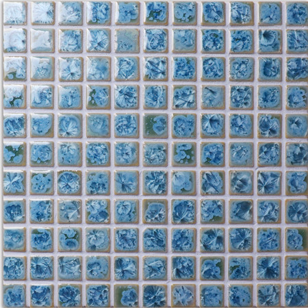 25x25mm Blossom Surface Square Glossy Porcelain Blue BCI909,Ceramic mosaic, Ceramic mosaic tile, Pool ceramic tile designs 